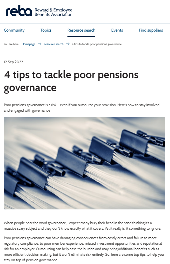Image for opinion “4 tips to tackle poor pensions governance”